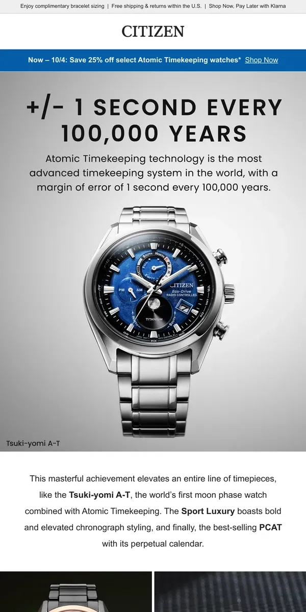 Email from Citizen Watch. Tech Highlight: Atomic Timekeeping