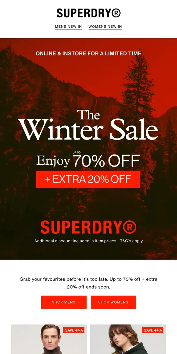 Email from Superdry. Last Chance: Sale Ends Soon