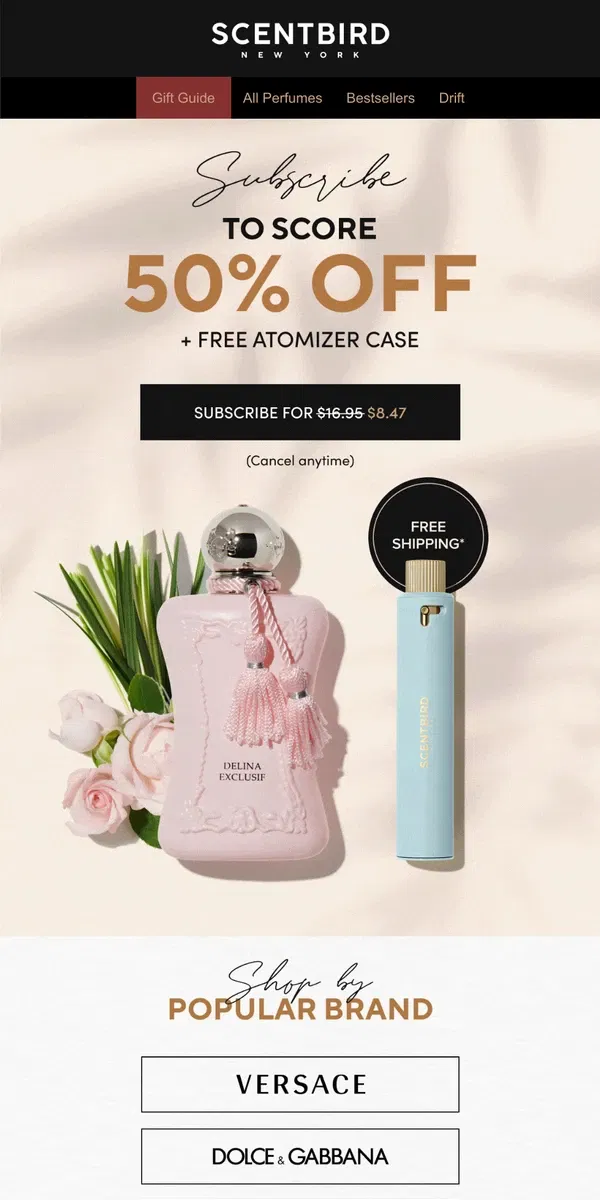 Email from Scentbird. Sexy must-have scents for 50% off