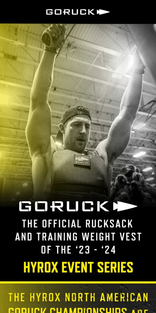 Email from GORUCK. Join Us at the Hyrox National Championships