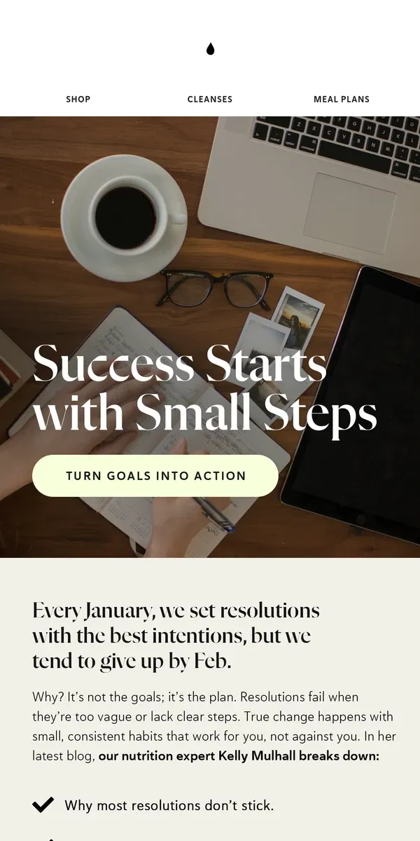 Email from PRESS Healthfoods. Why Most Resolutions Fail (and How to Succeed)