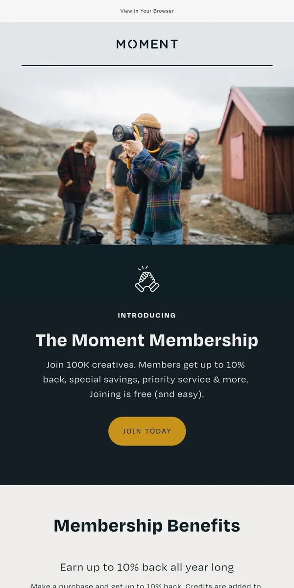 Email from Moment. Introducing the Moment Membership