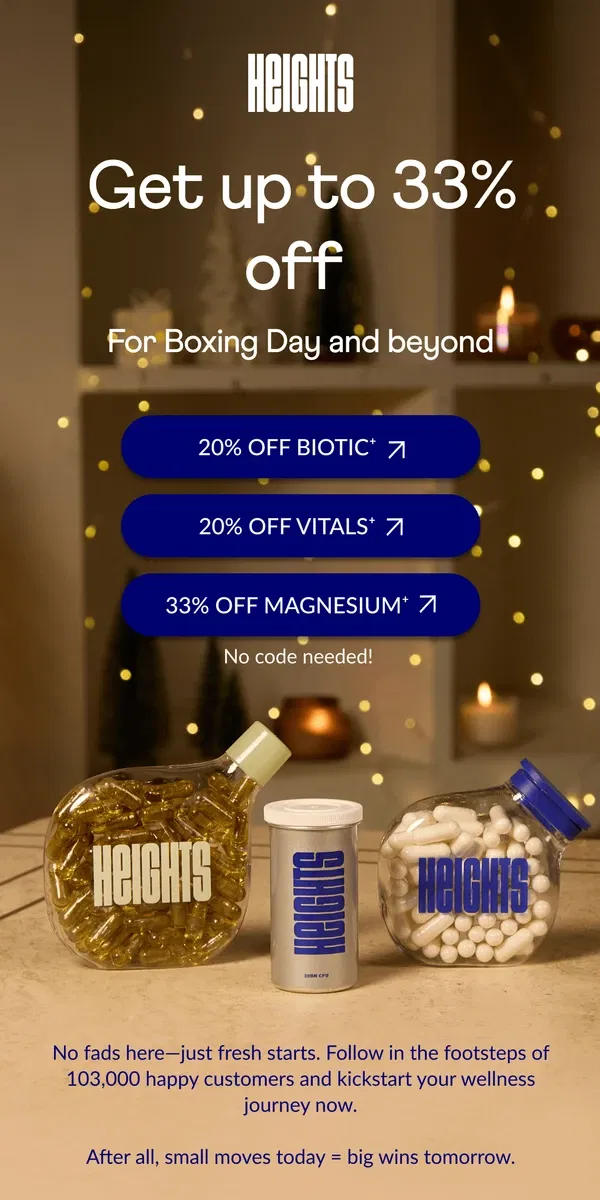 Email from Heights. Save big for Boxing Day 💪