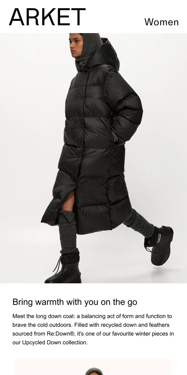 Email from ARKET. The long down coat