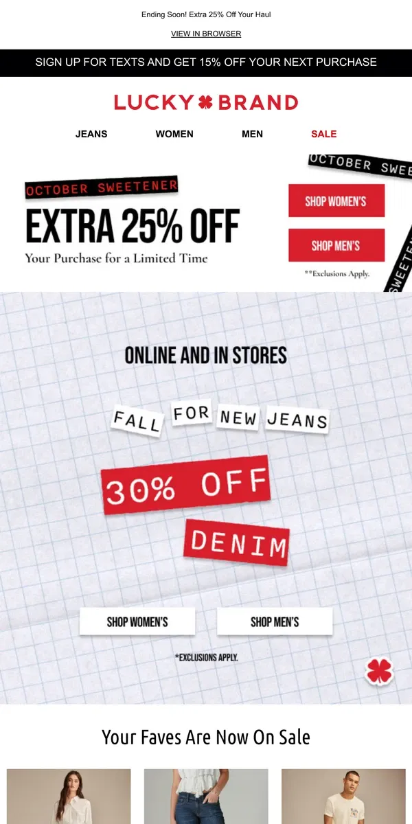 Email from Lucky Brand. Trending Jeans Are On Sale 😍 30% OFF!