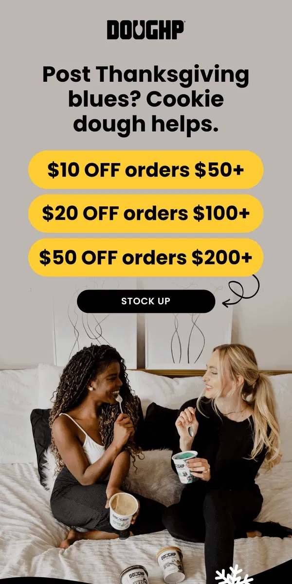 Email from Doughp. UP TO $50 OFF COOKIE DOUGH