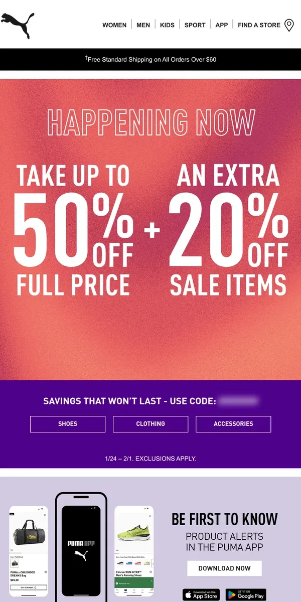 Email from Puma. Deals You Can’t Pass Up