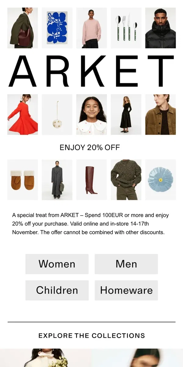 Email from ARKET. Enjoy 20% off