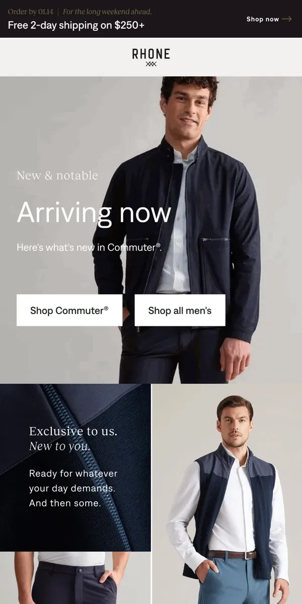 Email from Rhone. New in the Commuter Collection