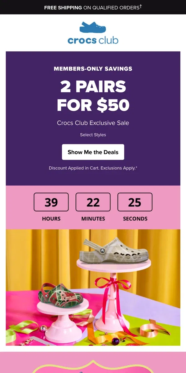 Email from Crocs. 🚪Member’s only 2 pairs for $50!🚪