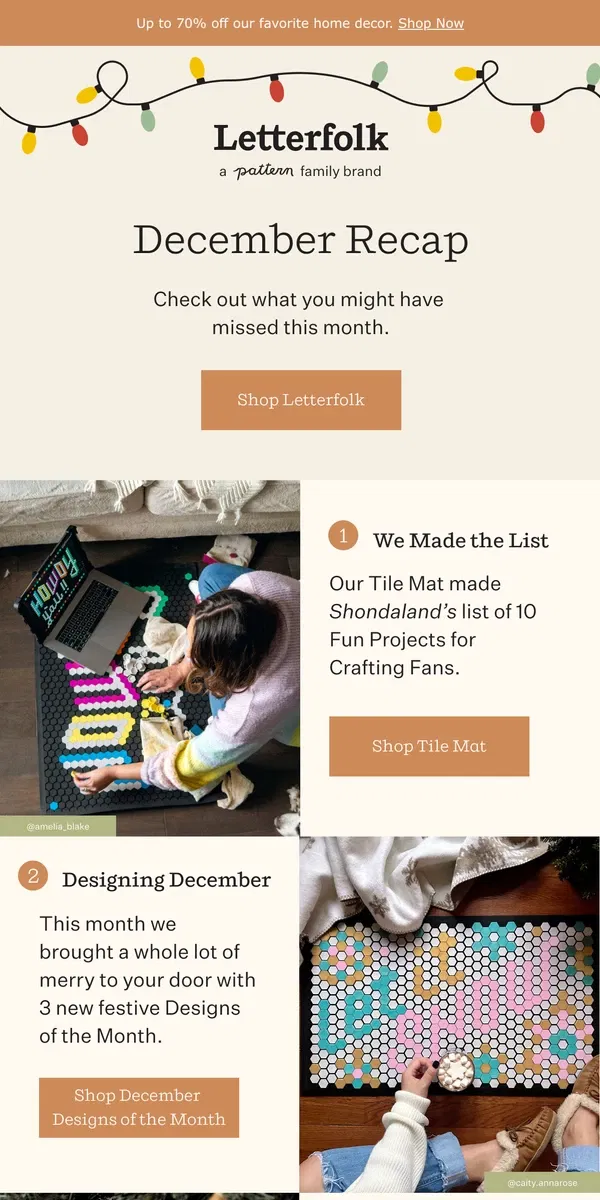 Email from Letterfolk. ICYMI: A look back at December