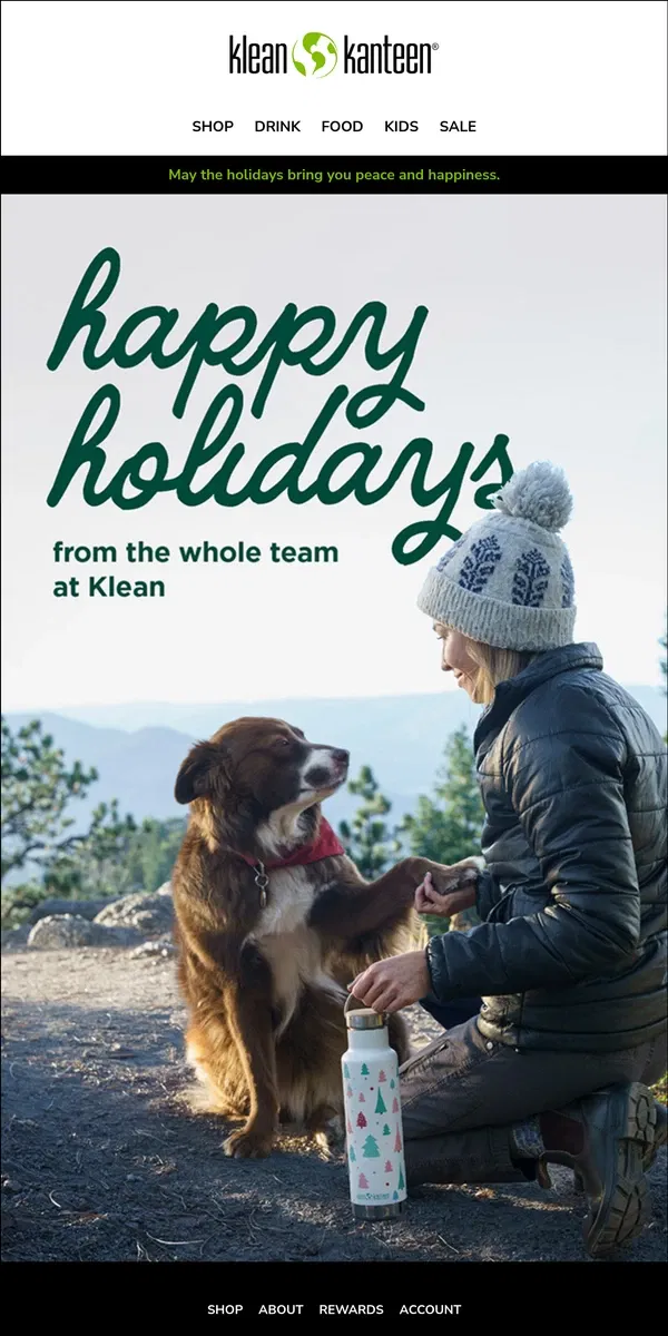 Email from Klean Kanteen. Happy Holidays!