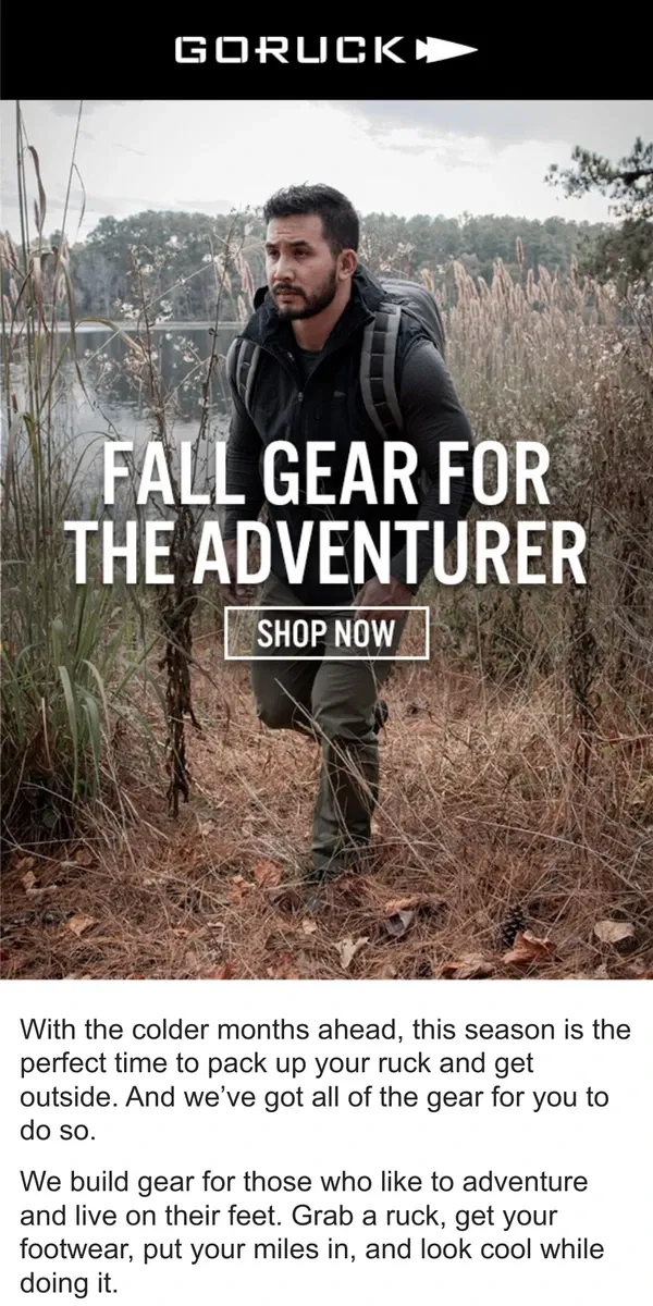 Email from GORUCK. Gear For Your Next Adventure