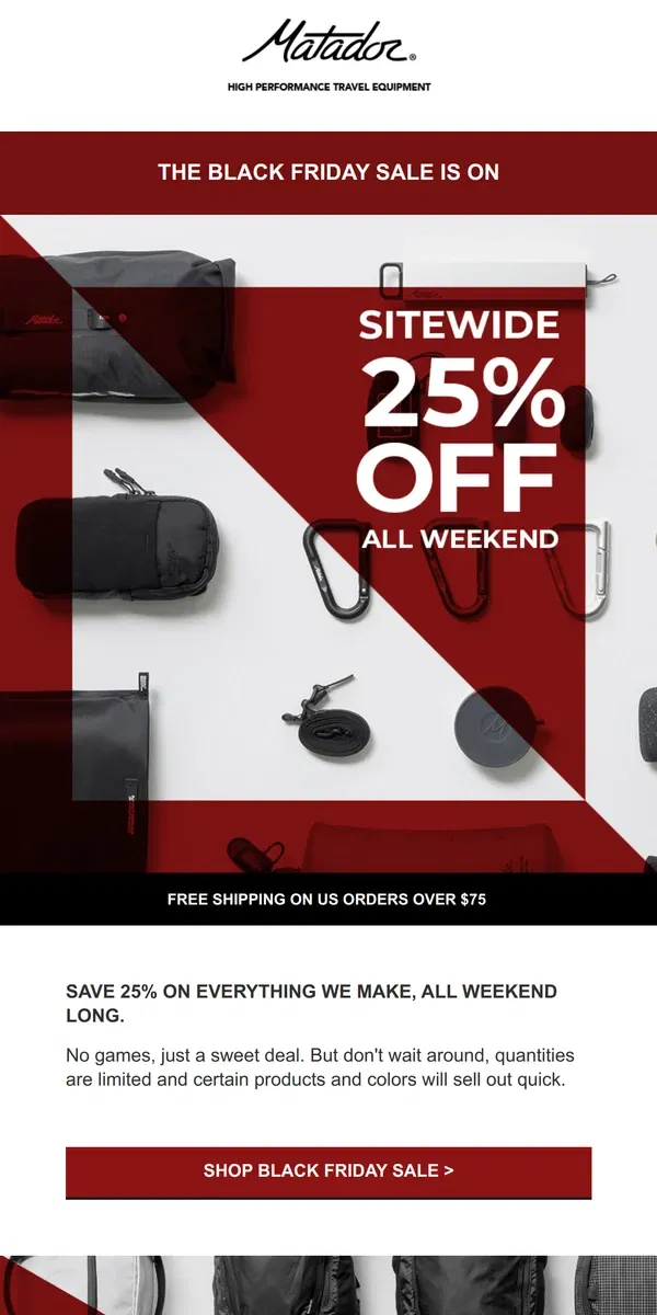 Email from Matador. Shop Black Friday Deals