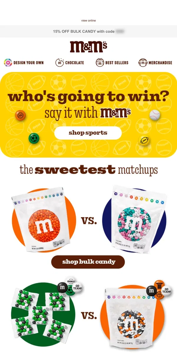 Email from M&M's. March Matchups!