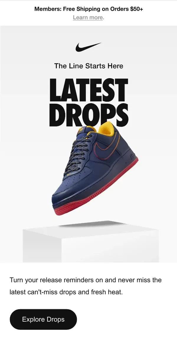 Email from Nike. A refresh on a classic