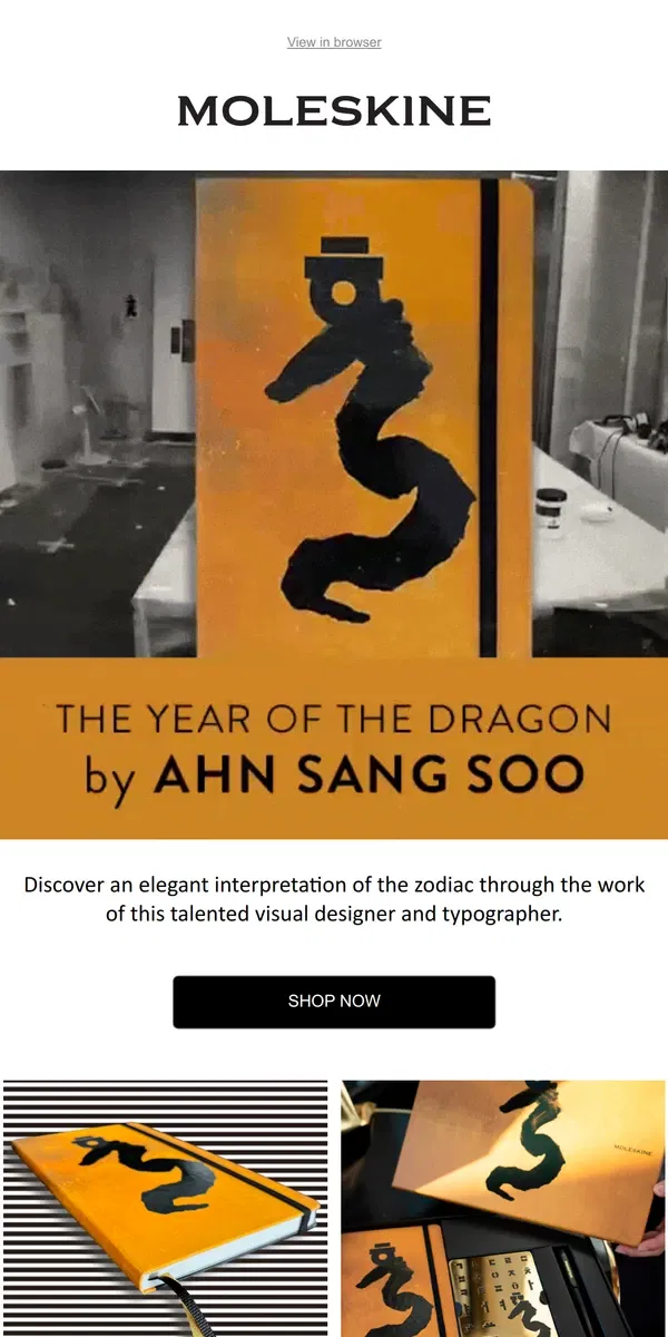 Email from Moleskine. Welcome to the Year of the Dragon