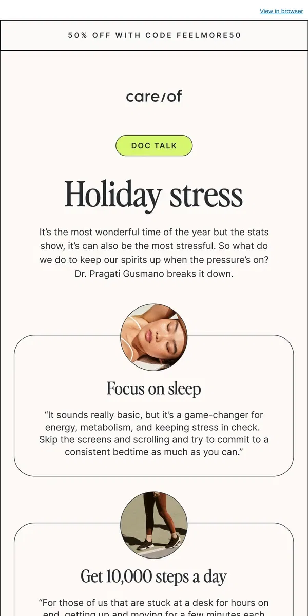 Email from Care/of. How to stay sane this holiday season