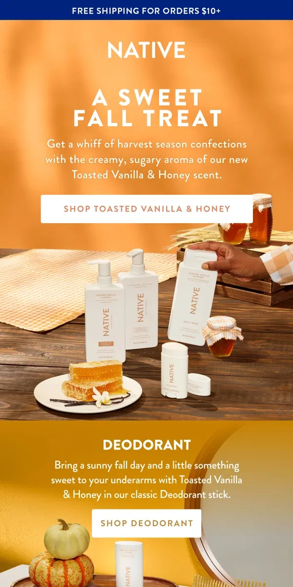 Email from Native. 🍯Meet sugary sweet Toasted Vanilla & Honey