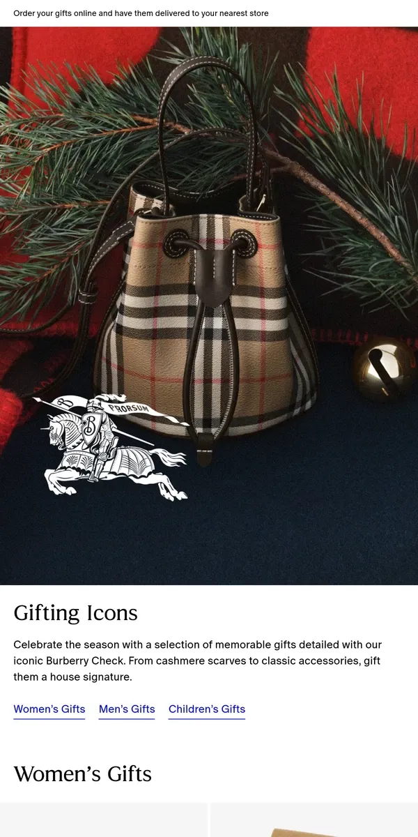 Email from Burberry. Burberry Check gifts