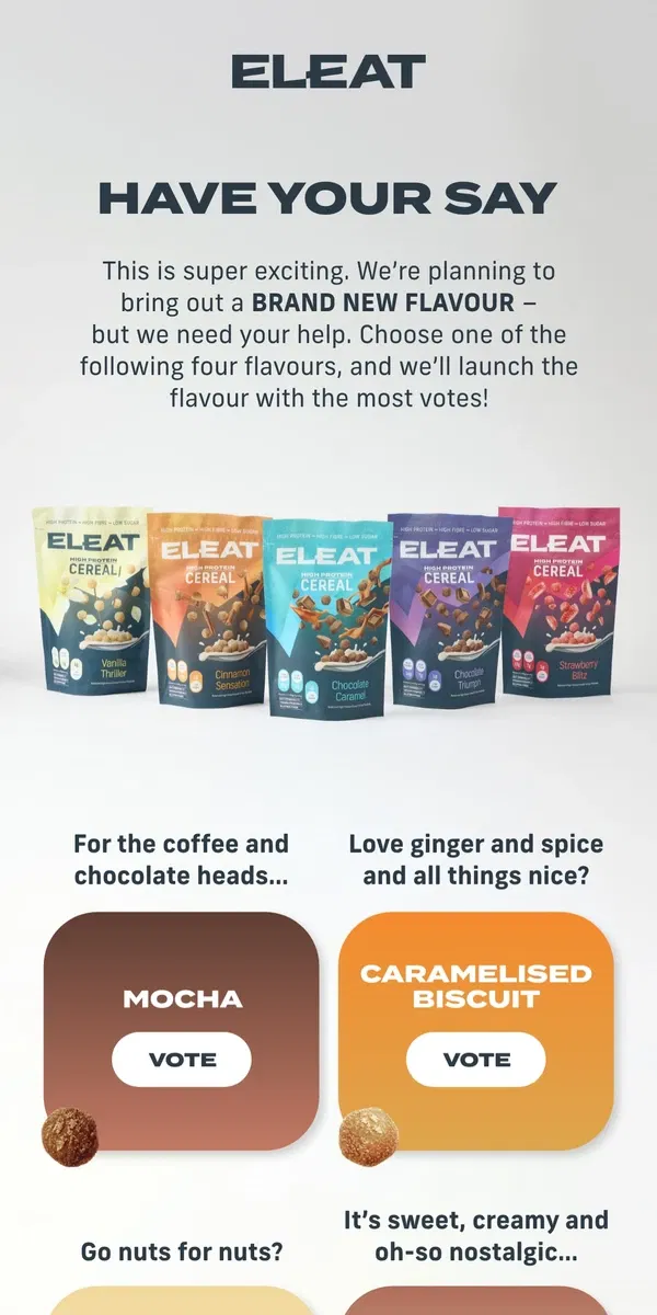 Email from ELEAT. Want more flavours?