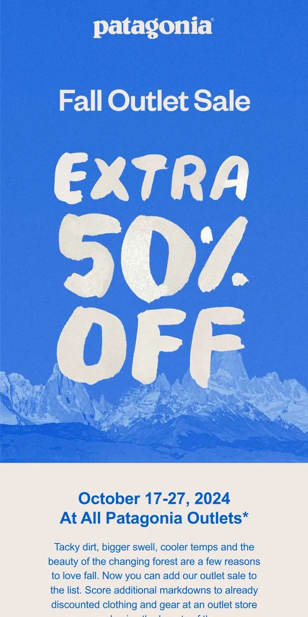 Email from Patagonia. Fall outlet sale