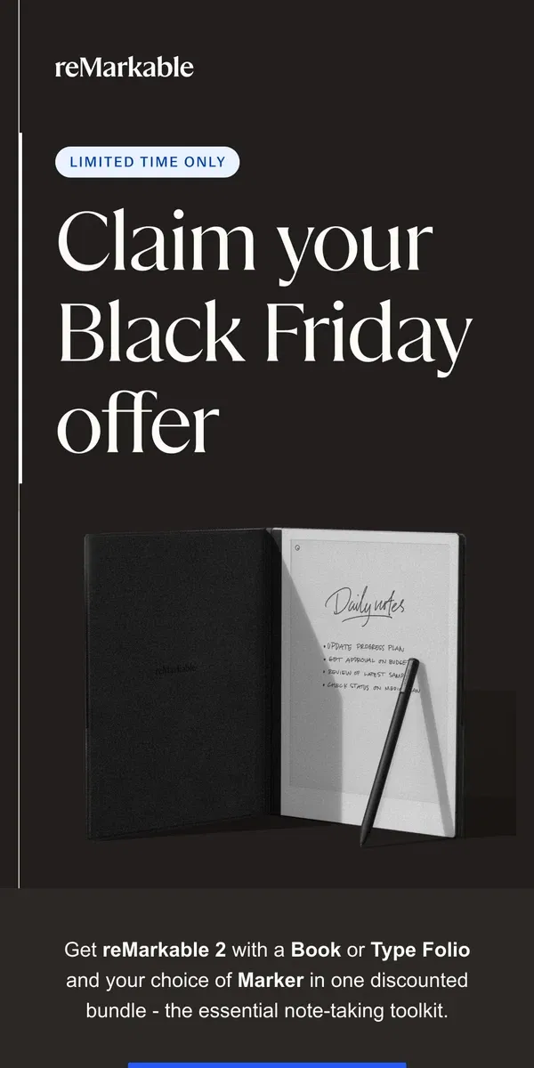 Email from reMarkable. Claim your Black Friday offer