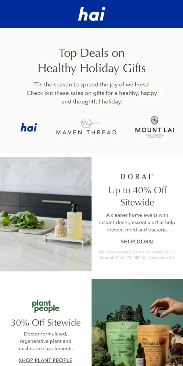 Email from hai. The top Black Friday deals from our wellness friends