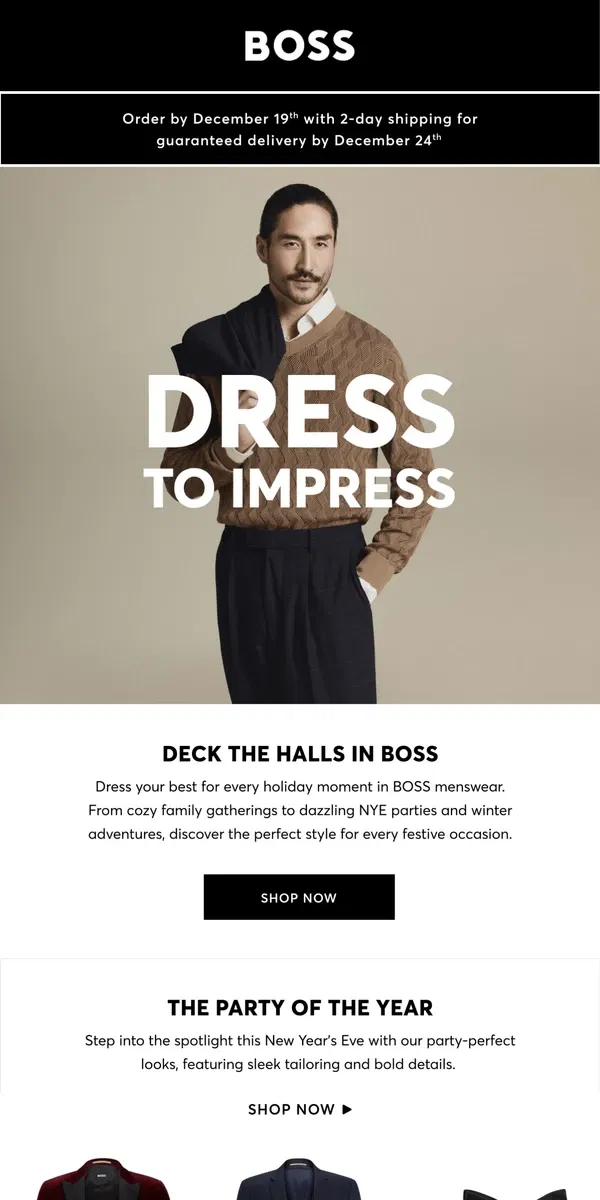 Email from HUGO BOSS. Dress to impress in BOSS