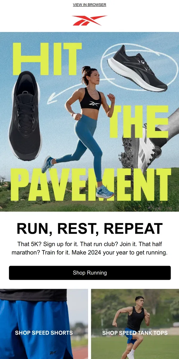 Email from Reebok. It’s your time to run 🏃