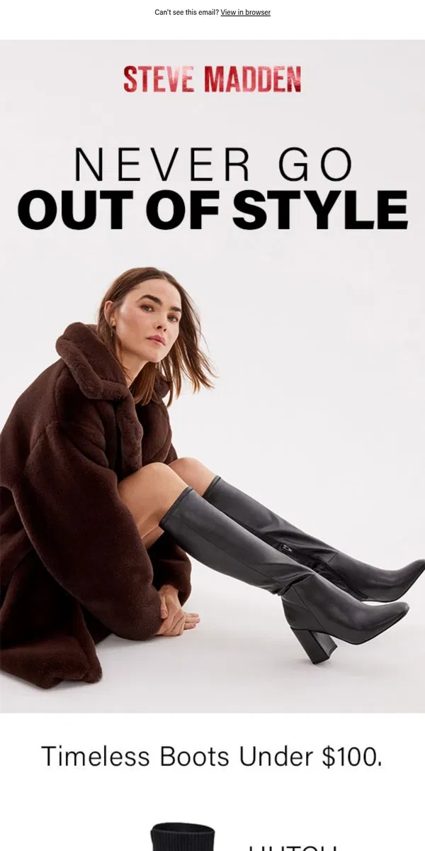 Email from Steve Madden. These Boots Are Under $100