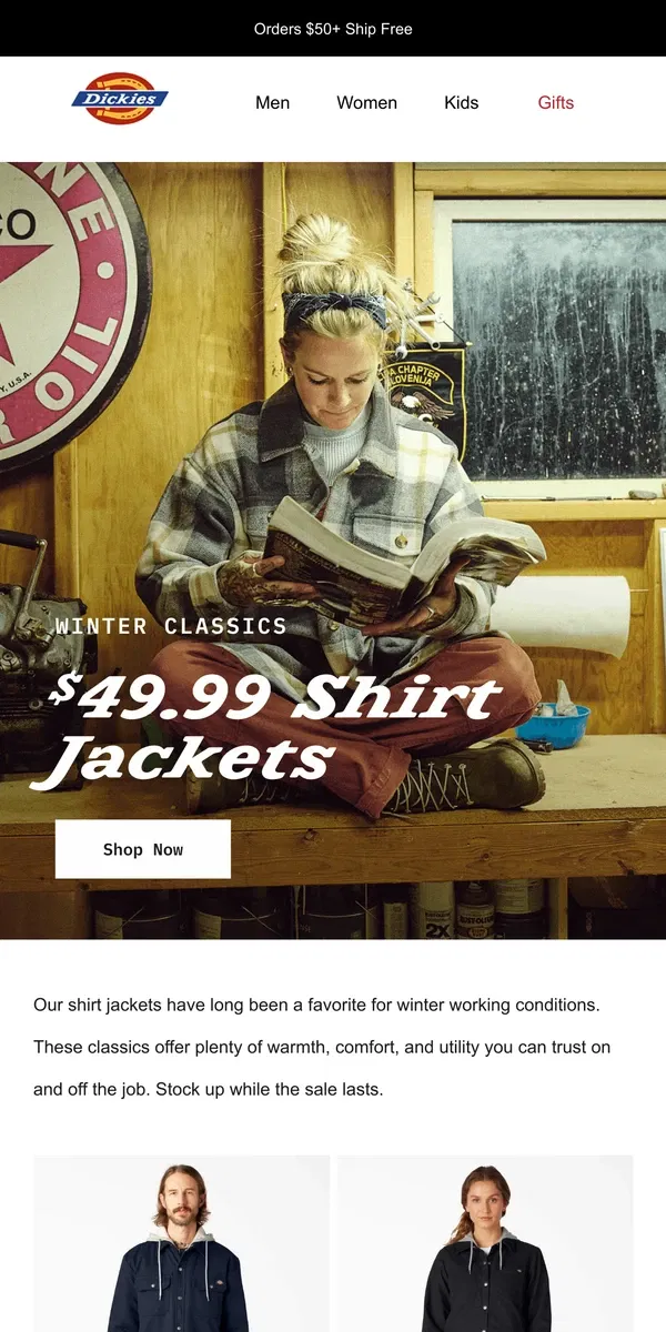 Email from Dickies. Season’s Best: Shirt Jackets