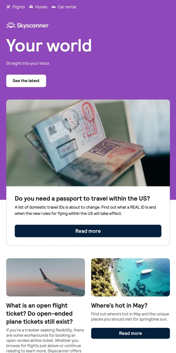 Email from Skyscanner. Do you need a passport to travel within the US?