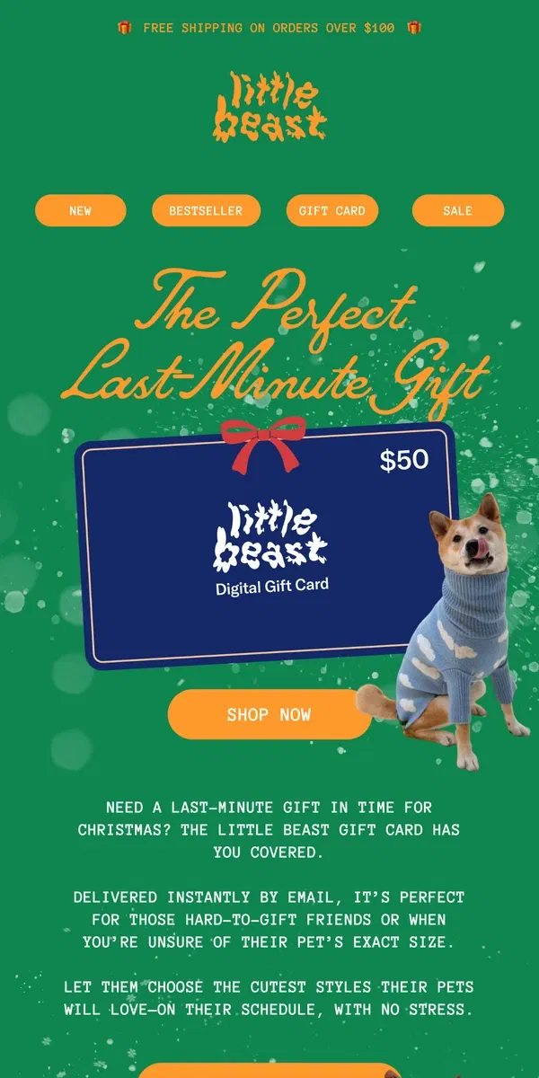 Email from Little Beast. No Time for Delivery? A Gift Card Saves the Day!