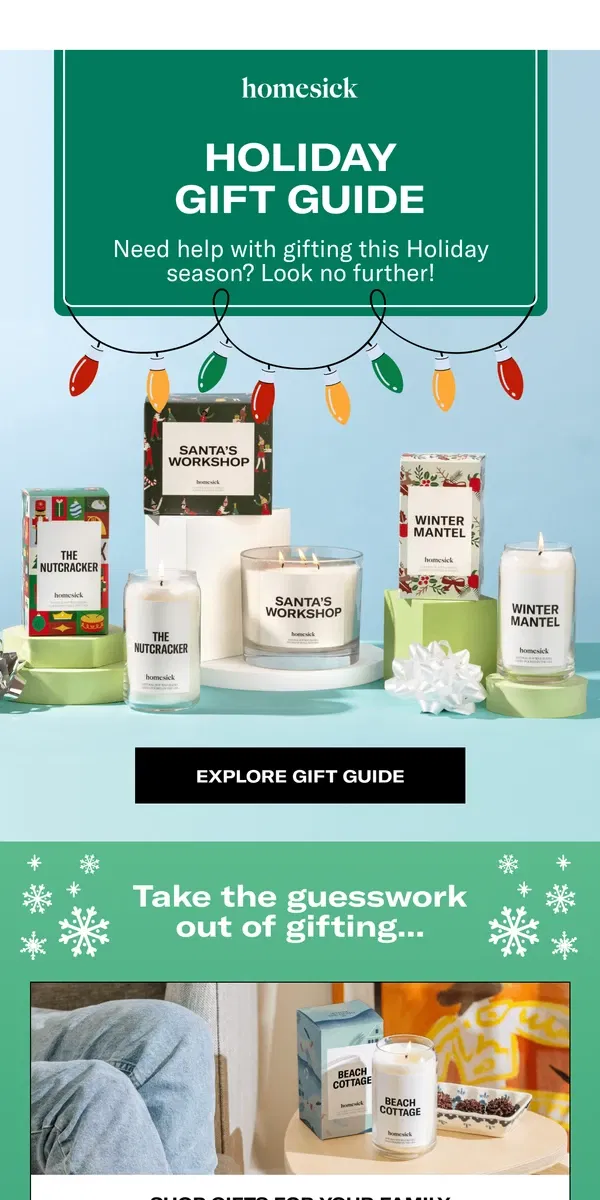 Email from Homesick Candles. Holiday shopping, made easy.