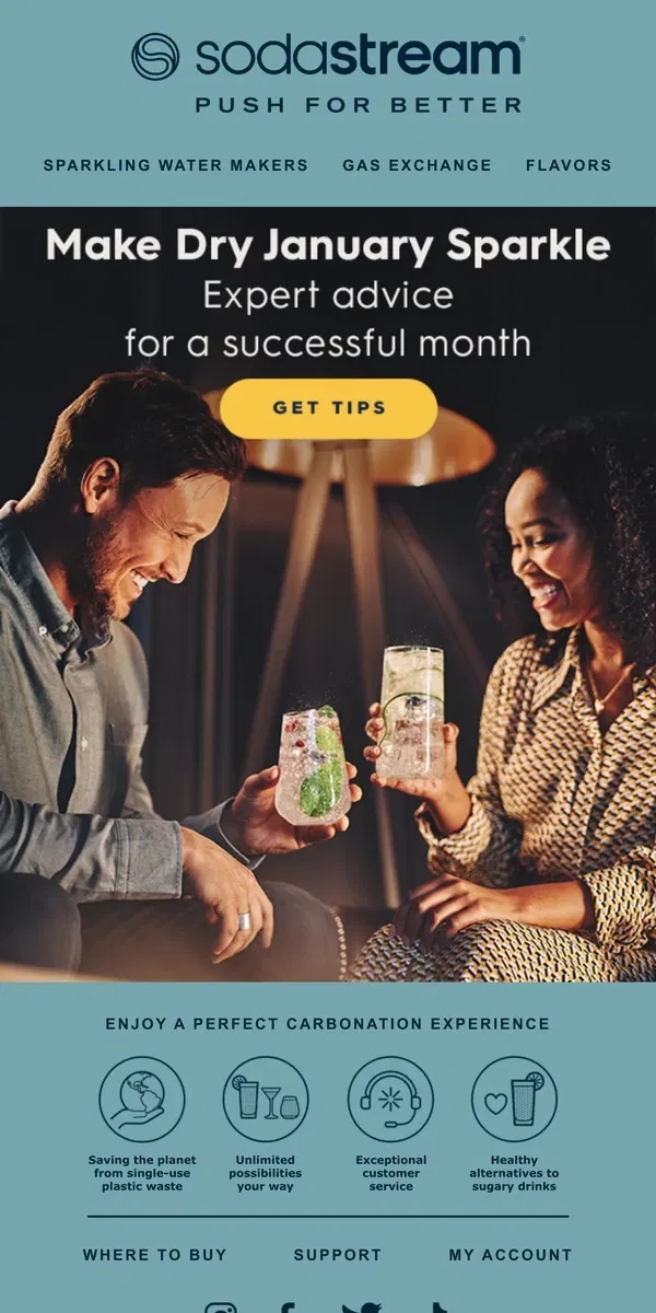 Email from SodaStream. Make Your Dry January Sparkle ✨