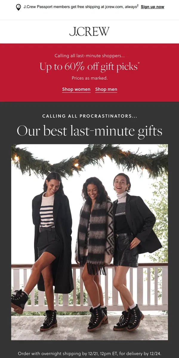 Email from J.Crew. Looking for last-minute gifts?