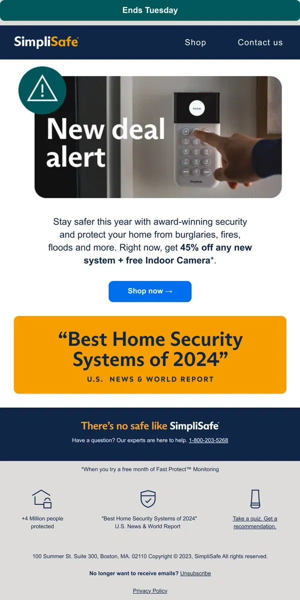 Email from SimpliSafe. Here's a special offer to jumpstart 2024