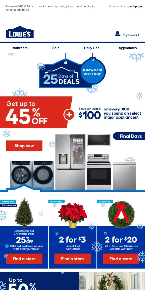 Email from Lowe's. 25 Days of Deals continue with big savings!