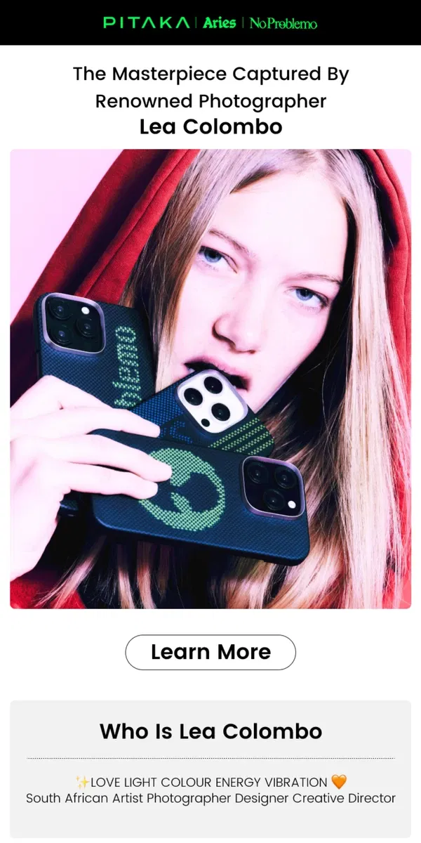 Email from PITAKA. Snap! PITAKA Phone Cases, Framed By A Lens Maestro.