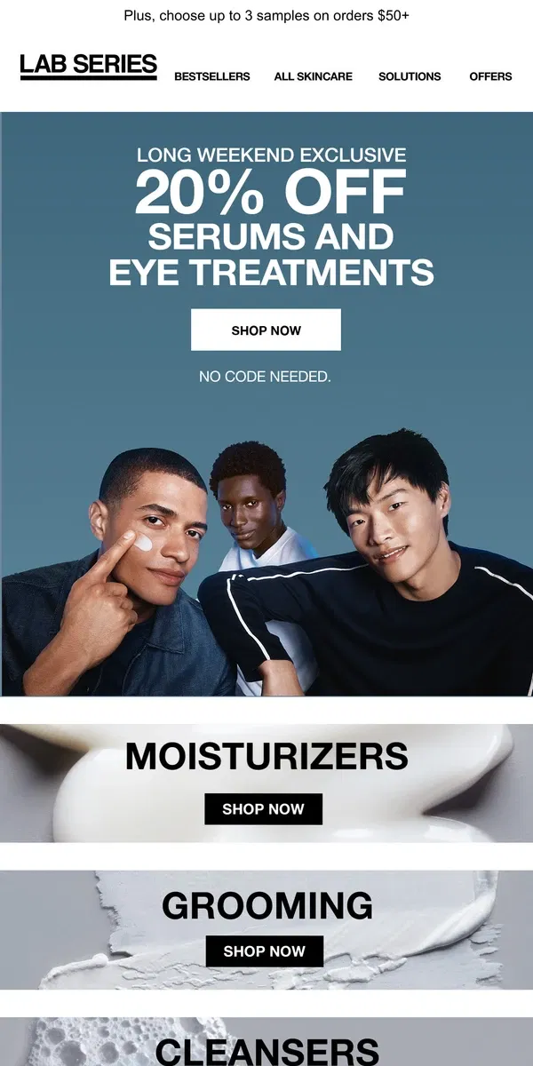 Email from Lab Series. 20% Off Serums and Eye Treatments Starts Now!