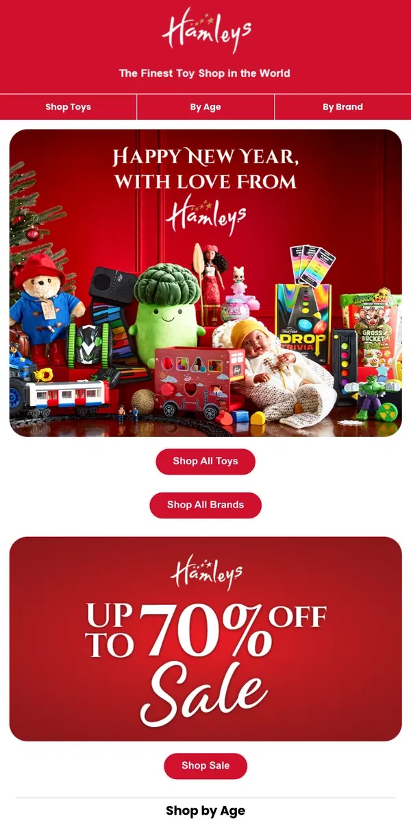 Email from Hamleys. Happy New Year💥