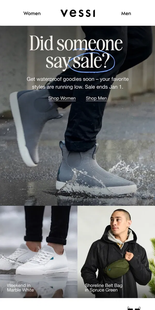 Email from Vessi. Waterproof shoes, anyone?