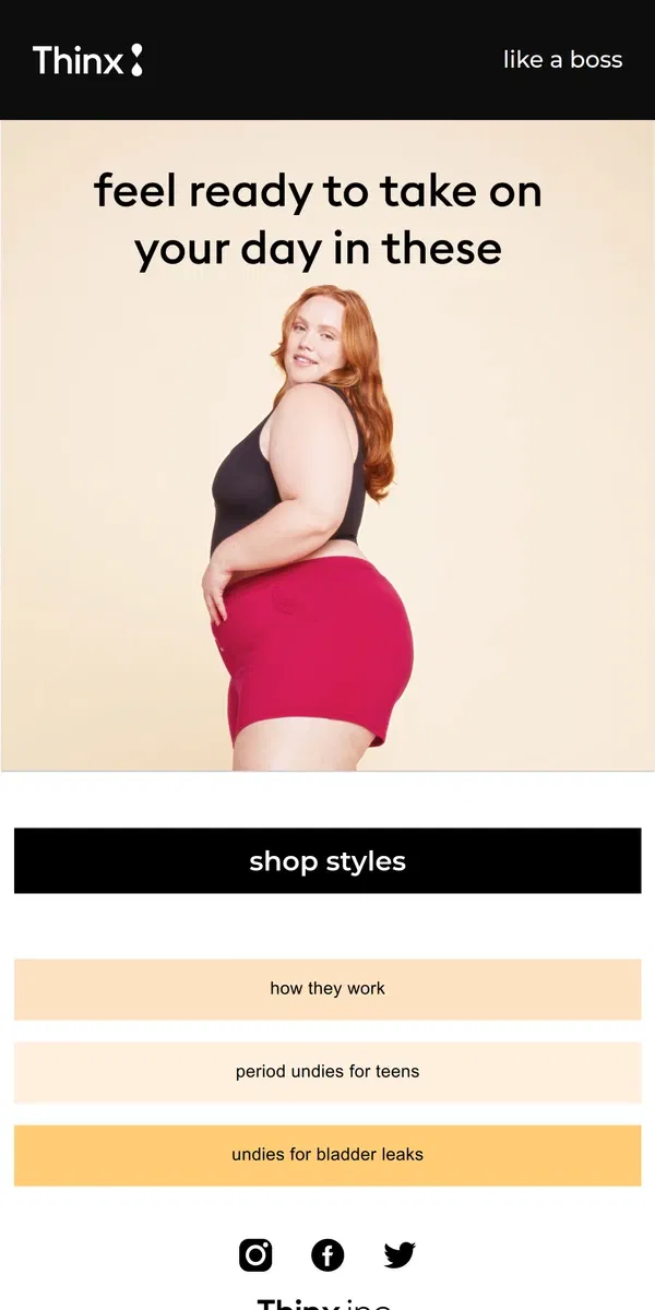 Email from Thinx. Stay confident (even on your cycle) ❤️