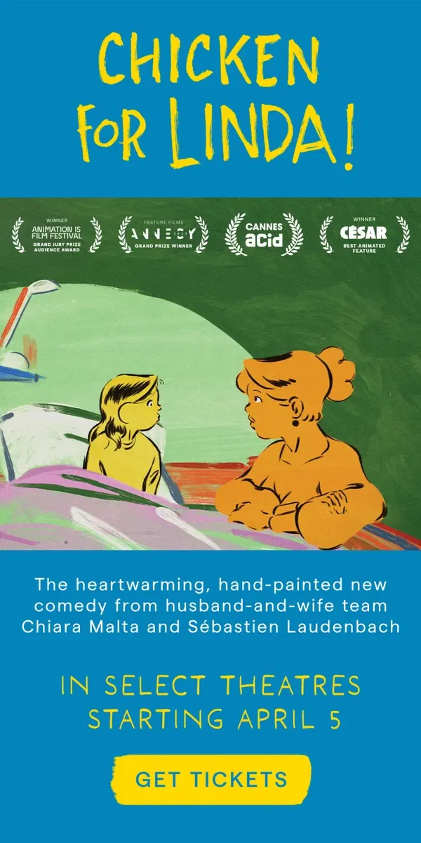 Email from GKIDS. New award winner coming to theatres this April