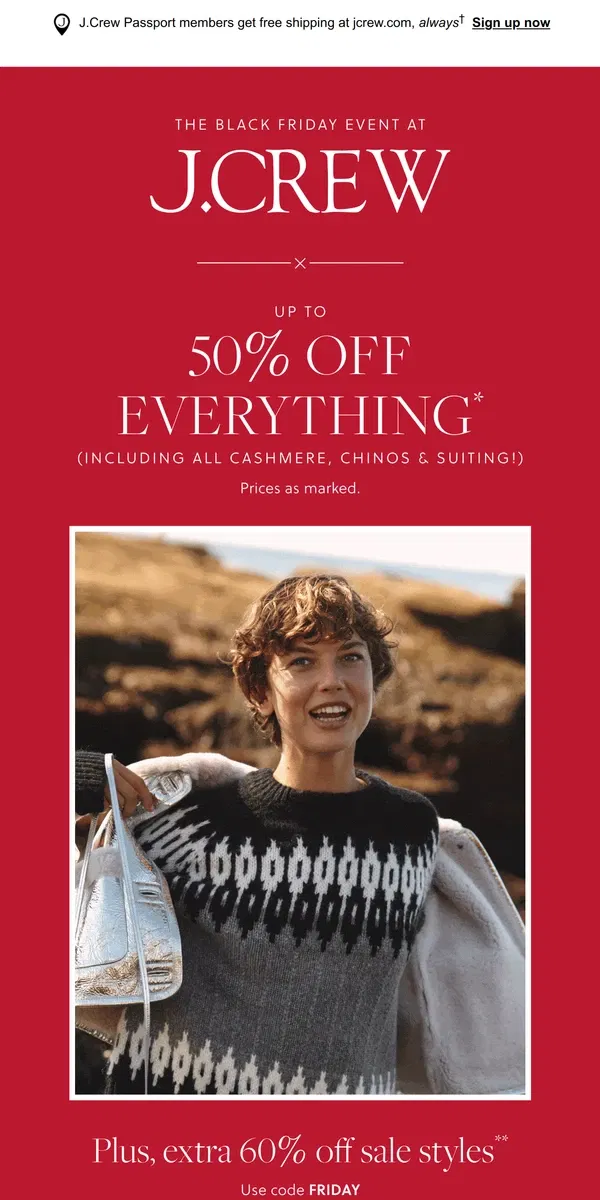 Email from J.Crew. Don’t miss it: up to 50% off everything