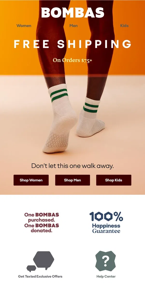 Email from Bombas. Wait, FREE Shipping?