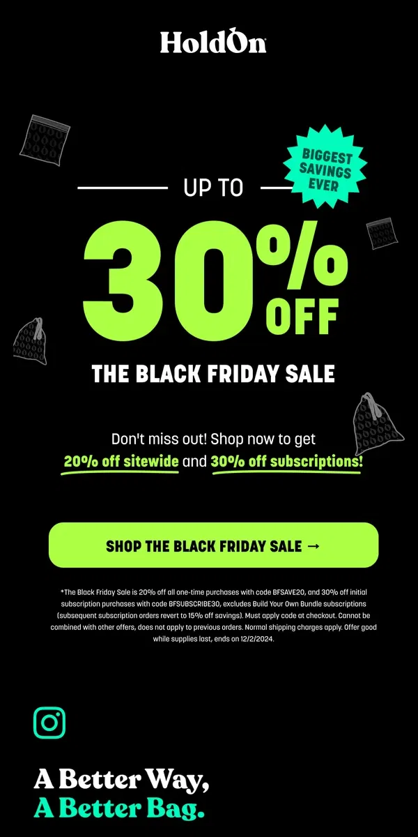 Email from HoldOn. Black Friday Starts Now