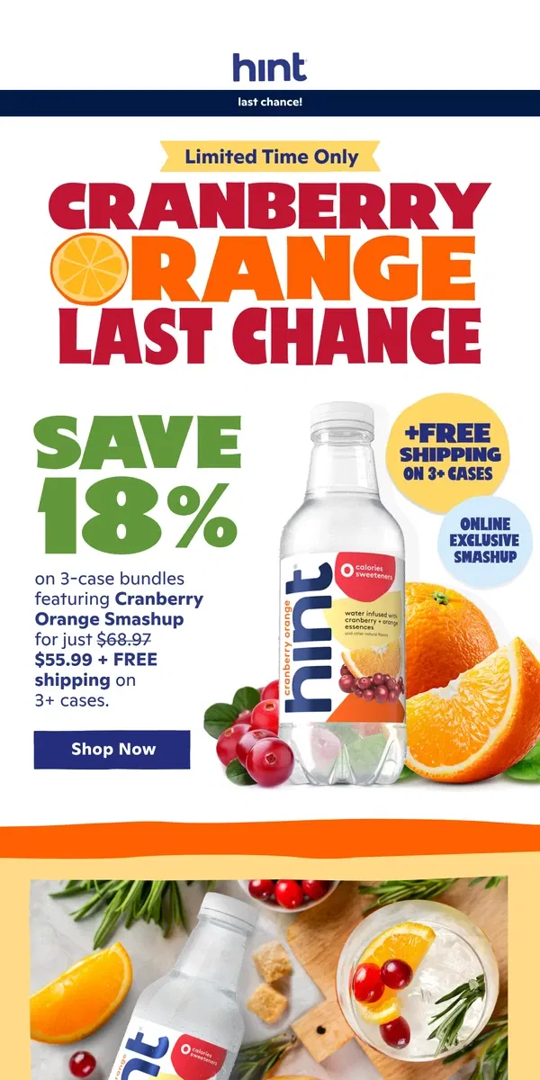 Email from Hint Water. You can still cram in our Cran Orange sale