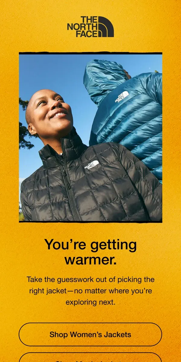 Email from The North Face. Top jackets for this season (and beyond).